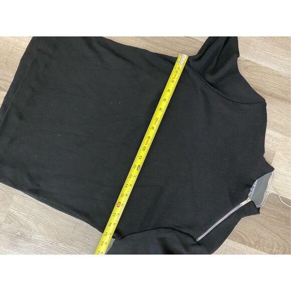 Karl Lagerfeld Paris Stripe Cuff Mock Neck Sweater Black/Blue, Sz Small, MP $169 - Picture 3 of 11